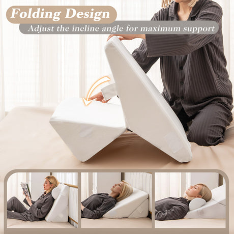 Juego de 3 almohadas ortopédicas de cuña con espuma viscoelástica ventilada