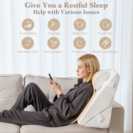 Juego de 3 almohadas ortopédicas de cuña con espuma viscoelástica ventilada