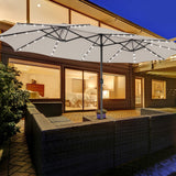 Sombrilla de patio de doble cara de 15 pies con 48 luces LED