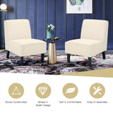 Sillón decorativo moderno sin brazos con patas de madera de caucho