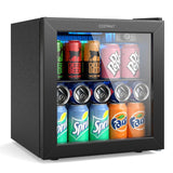 Refrigerador de bebidas 1.3 pies cúbicos, 12 botellas, 55 latas, mini nevera-Negro