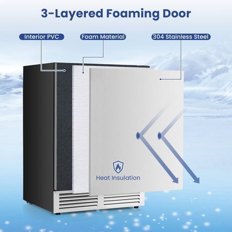 Refrigerador de bebidas de 24 pulgadas con estantes extraíbles y temperatura ajustable - Plata