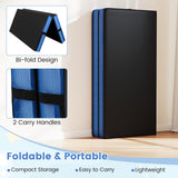 Bi-Fold Gymnastics Mat Thick Folding Exercise Mat with Carrying Handles-Black