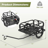 Remolque de carga para bicicleta, carro tipo vagón de alta resistencia con enganche universal, negro