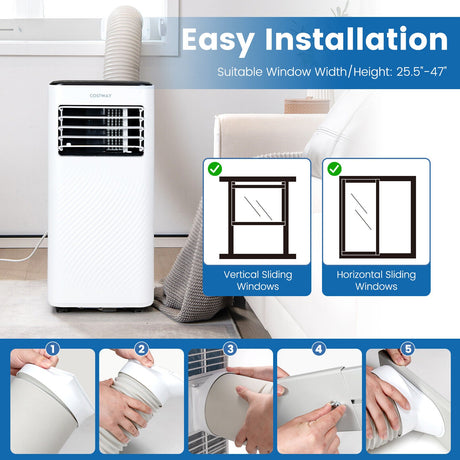 Aire Acondicionado Portátil 4 en 1 de 10000 BTU con Deshumidificador y Modo Reposo