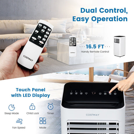 Aire Acondicionado Portátil 4 en 1 de 10000 BTU con Deshumidificador y Modo Reposo