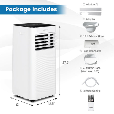 Aire Acondicionado Portátil 4 en 1 de 10000 BTU con Deshumidificador y Modo Reposo