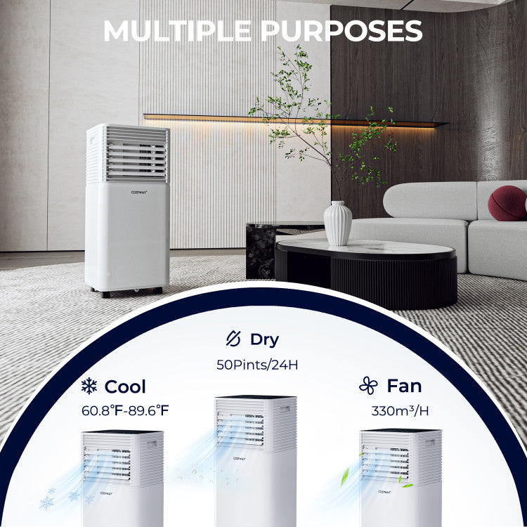 Enfriador de aire de 10000 BTU con ventilador y modo deshumidificador