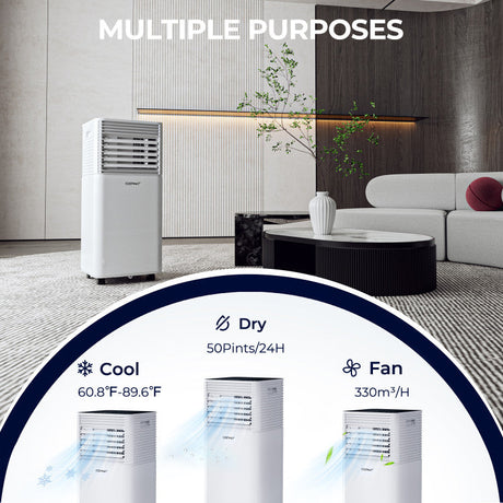 Enfriador de aire de 10000 BTU con ventilador y modo deshumidificador