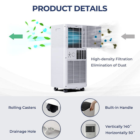 Enfriador de aire de 10000 BTU con ventilador y modo deshumidificador
