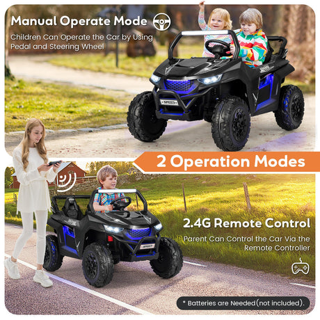 UTV de 12 V para niños de 2 asientos con función de arranque lento y música