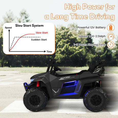 UTV de 12 V para niños de 2 asientos con función de arranque lento y música