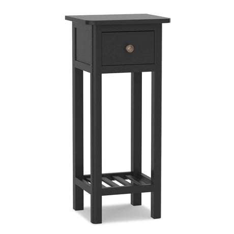 Mesita de Noche Fina de 2 Niveles con Cajón y Estante
