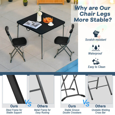 Juego de 2 sillas plegables para exterior con estructura resistente y respaldo ergonómico
