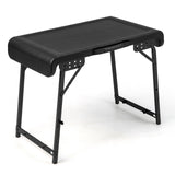 Juego de taburetes de mesa plegables de camping de 3 piezas con 2 taburetes LED retráctiles - Negro