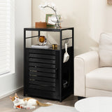 Cat Litter Box Enclosure with Louvered Door and 3-Tier Shelf