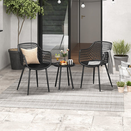 Juego de 3 Sillas de Patio con Asiento y Tablero de PP para Porche