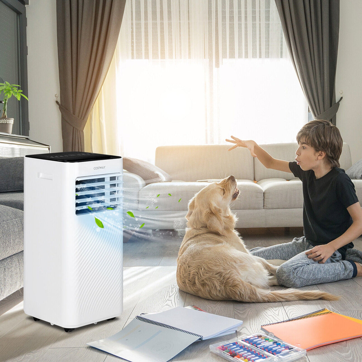 Aire Acondicionado Portátil de 8000 BTU con Control Remoto y Modo Noche - Negro