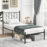 Base de cama de plataforma tamaño individual/matrimonial/queen con resistente soporte de listones de metal