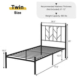 Base de cama de plataforma tamaño individual/matrimonial/queen con resistente soporte de listones de metal