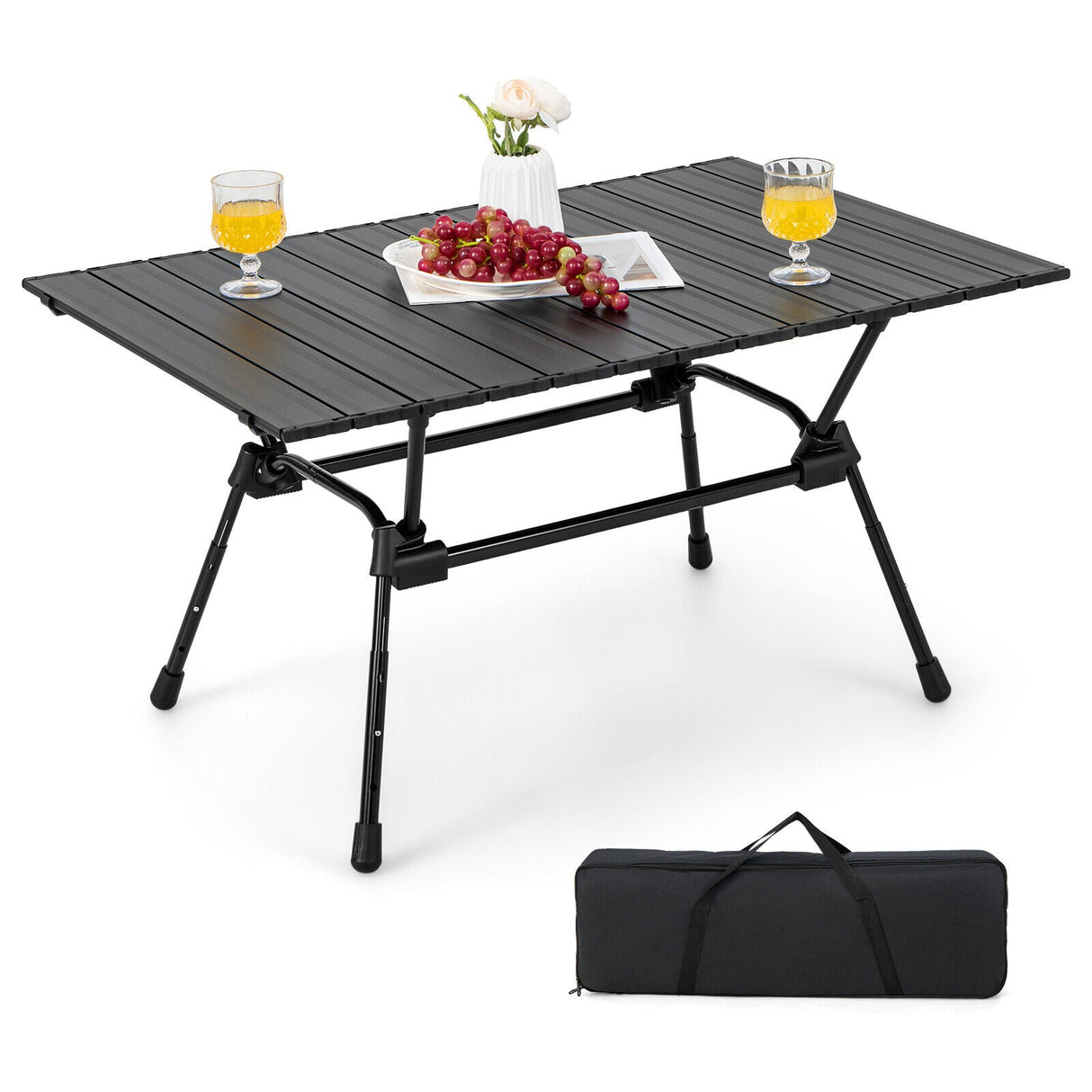 Mesa de camping plegable de aluminio reforzado con bolsa de transporte