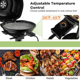 Parrilla de barbacoa eléctrica portátil de 1600W con rejilla antiadherente extraíble