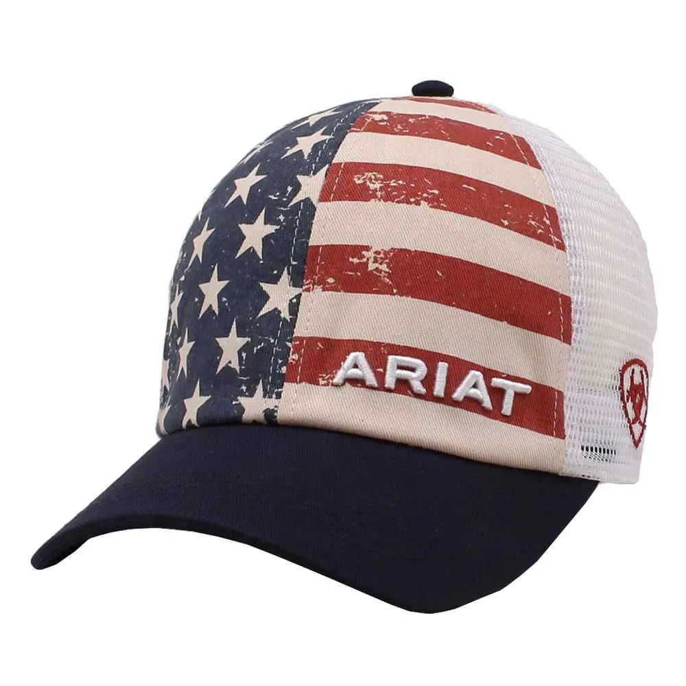 ARIAT Ponlyflo USA Flag (Rojo/Blanco/Azul) - Gorra Trucker