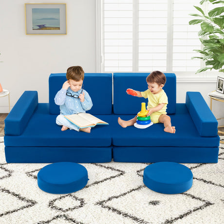 Sofá modular de juego de 10 piezas para niños con asa portátil