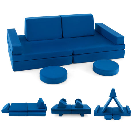 Sofá modular de juego de 10 piezas para niños con asa portátil