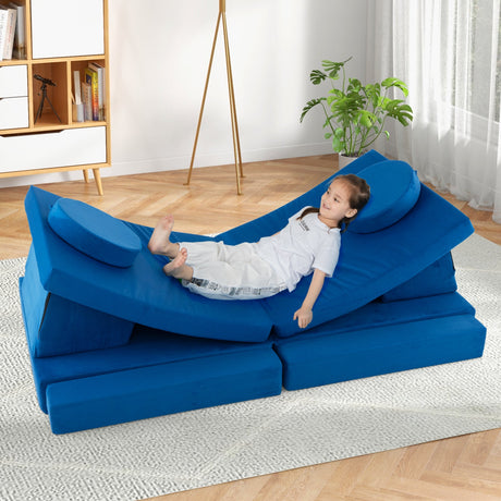 Sofá modular de juego de 10 piezas para niños con asa portátil