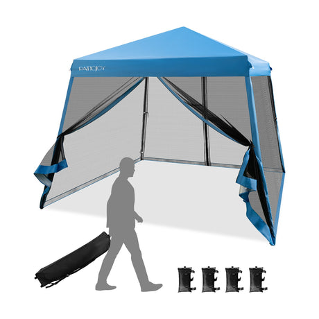 Carpa instantánea de 10 x 10 pies con paredes laterales de malla y bolsa con ruedas