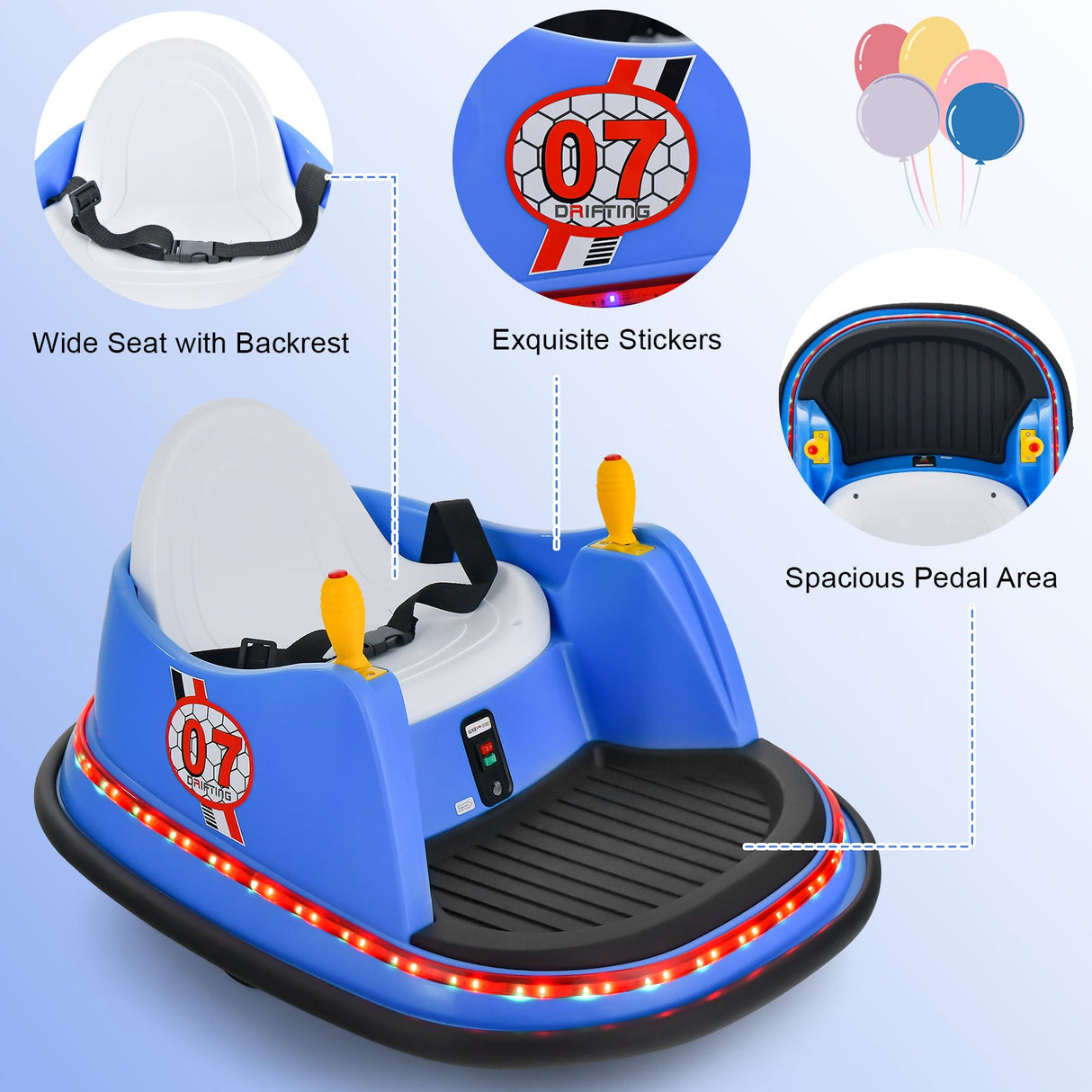 Coche eléctrico de choque de 12 V para niños pequeños con luces intermitentes