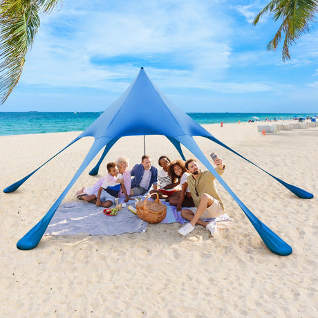 Carpa Toldo de Playa de 20 x 20 pies con Protección Solar UPF 50+ y Pala