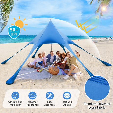 Carpa Toldo de Playa de 20 x 20 pies con Protección Solar UPF 50+ y Pala