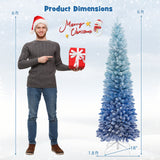 6 Feet Blue Gradient Snow Flocked Artificial Christmas Tree-Blue