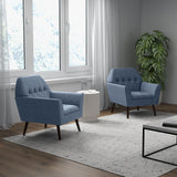 Modern Tufted Fabric Accent Chair with Rubber Wood Legs