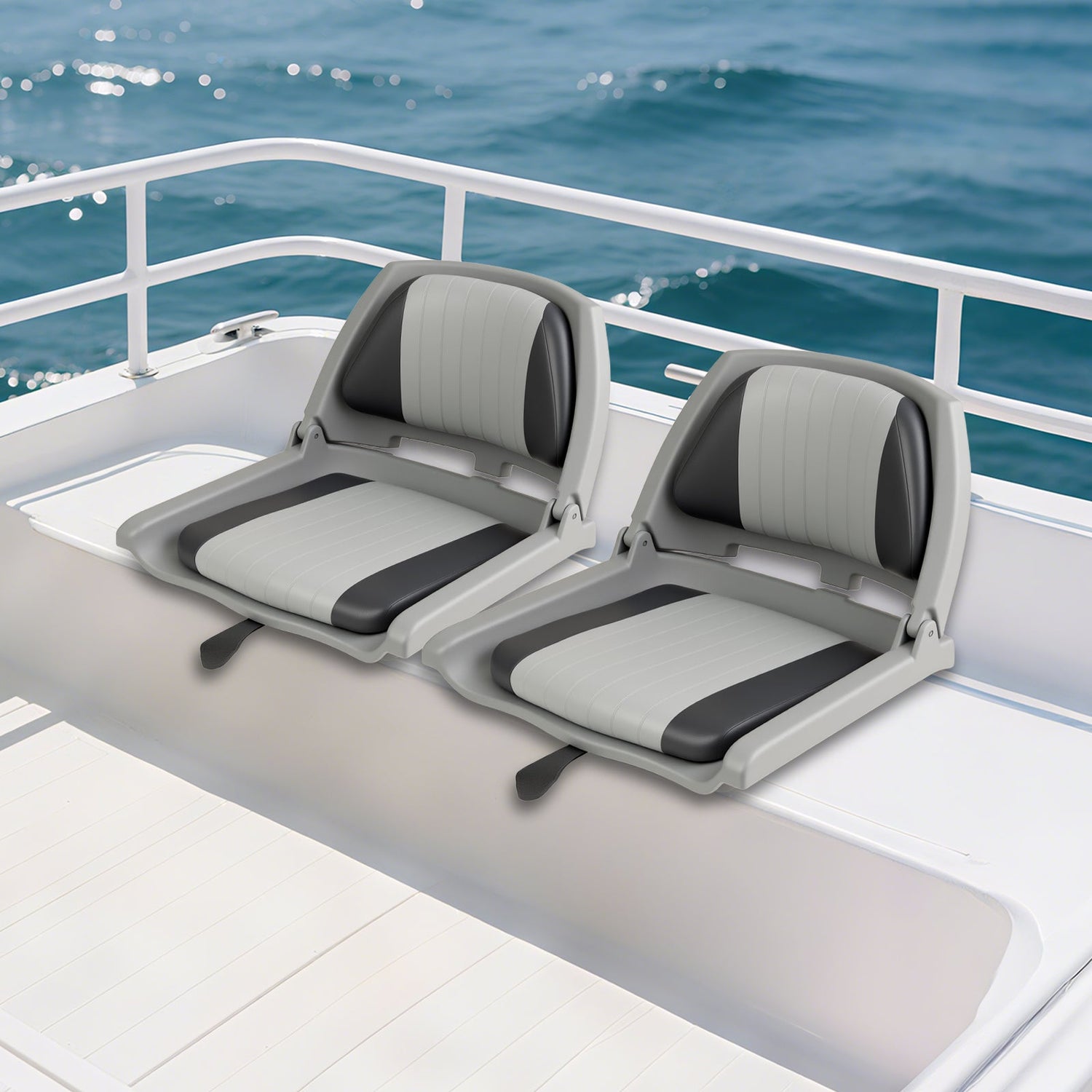 Asiento de barco plegable con respaldo bajo y PVC de calidad marina