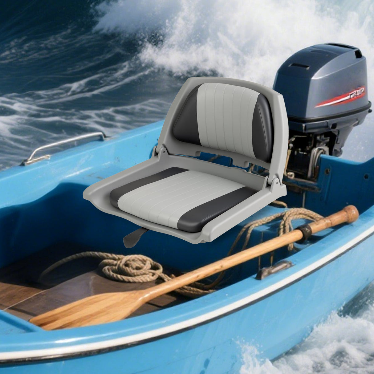 Asiento de barco plegable con respaldo bajo y PVC de calidad marina