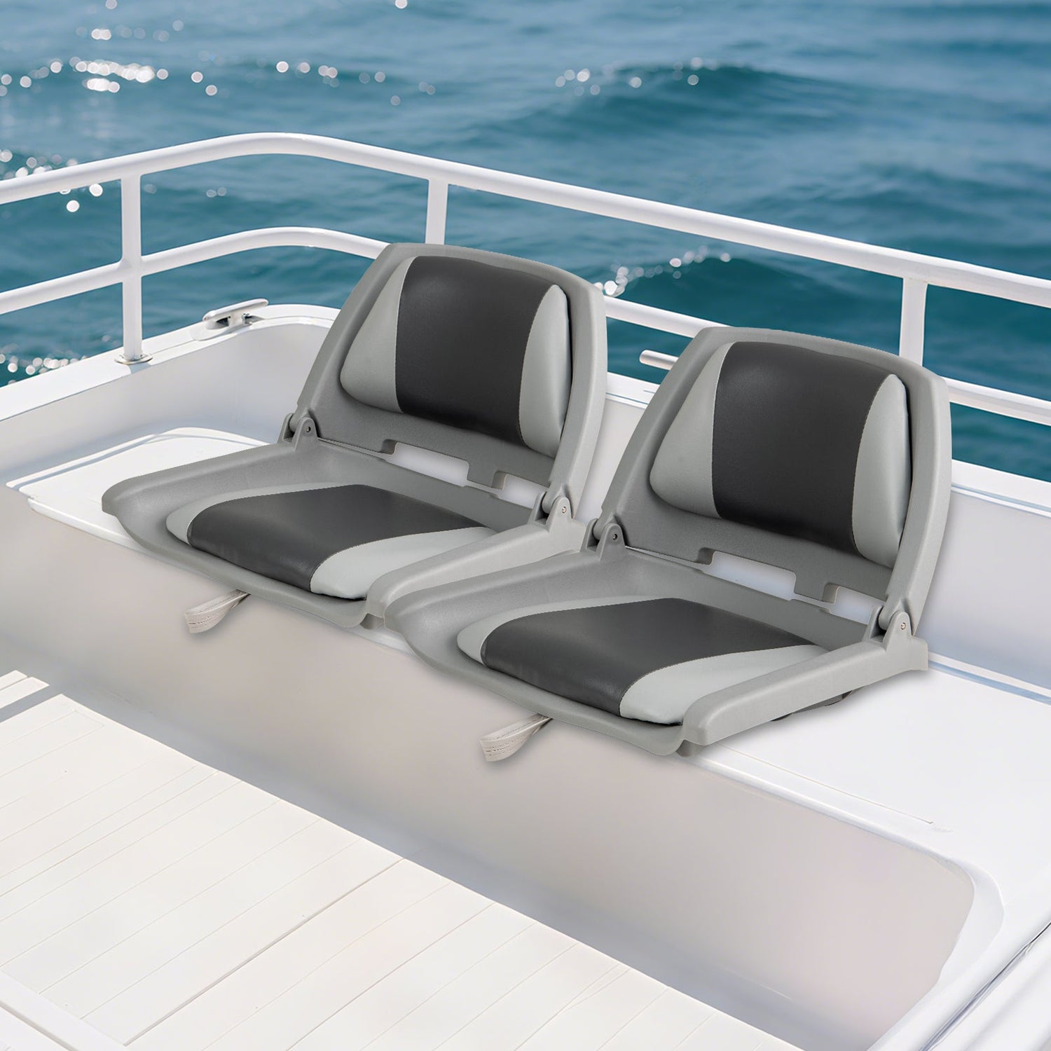 Asiento de barco plegable con respaldo bajo y PVC de calidad marina