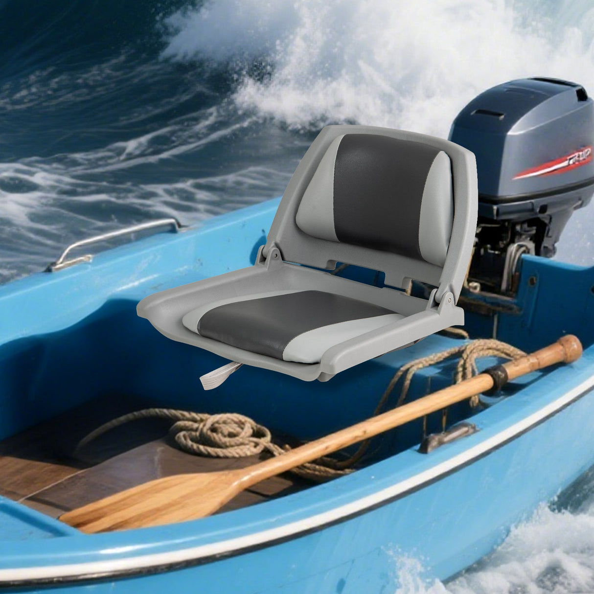 Asiento de barco plegable con respaldo bajo y PVC de calidad marina