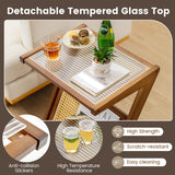 Mesa auxiliar bohemia con revistero y tablero de cristal templado