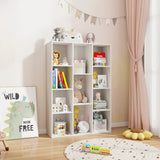 Organizador de almacenamiento de libros y estantería multifuncional de 11 cubos con kits antivuelco - Blanco