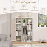 Organizador de almacenamiento de libros y estantería multifuncional de 11 cubos con kits antivuelco - Blanco