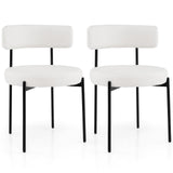 Sillas de Comedor Boucle con Respaldo Curvo y Patas Metálicas, Juego de 2 - Blancas