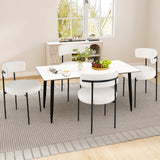 Sillas de Comedor Boucle con Respaldo Curvo y Patas Metálicas, Juego de 2 - Blancas