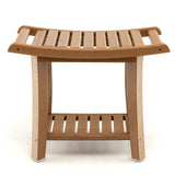 Waterproof Bath Stool with Curved Seat and Storage Shelf