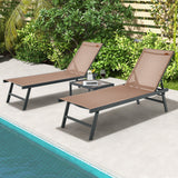 Set de 3 piezas de tumbona y mesa para patio, para piscina o jardín