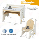 Juego de Mesa y Sillas de Dibujo para Niños con Acuarelas y Borrador de Pizarra