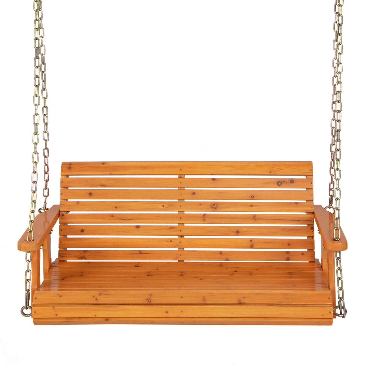 Columpio de Porche de Madera para 2 Personas con Cadenas Colgantes para Jardín