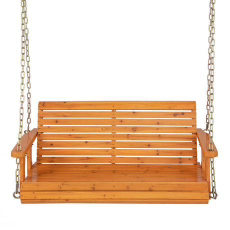Columpio de Porche de Madera para 2 Personas con Cadenas Colgantes para Jardín